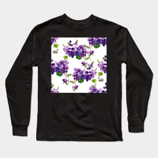 Vintage violets print - pretty purple flowers Long Sleeve T-Shirt